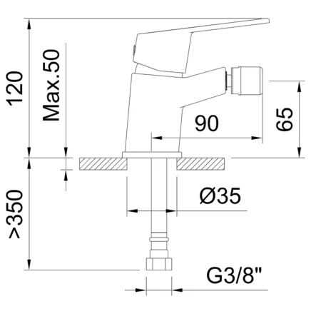 Grifo de bidé Panam Evo Xtreme 65mm - Imagen 2