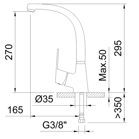 Medidas Grifo cocina monomando Panam Evo Xtreme